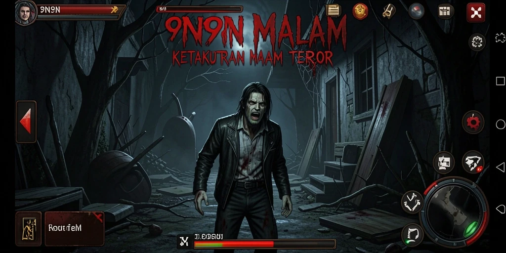 Screenshot gameplay <strong>9N9N</strong> menampilkan suasana Horror yang mencekam.