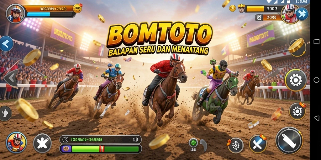 Screenshot menampilkan aksi balapan cepat dan seru di BOMTOTO.