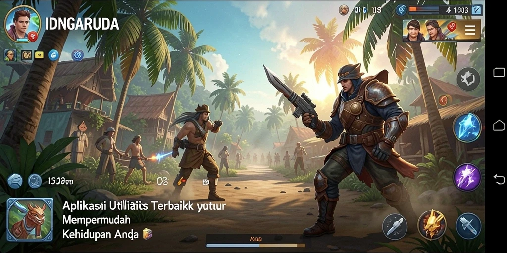 Tampilan antarmuka aplikasi IDNGARUDA dengan berbagai fitur utilitas.
