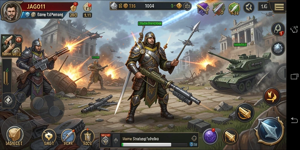 Tampilan gameplay menegangkan dalam pertempuran SLG.