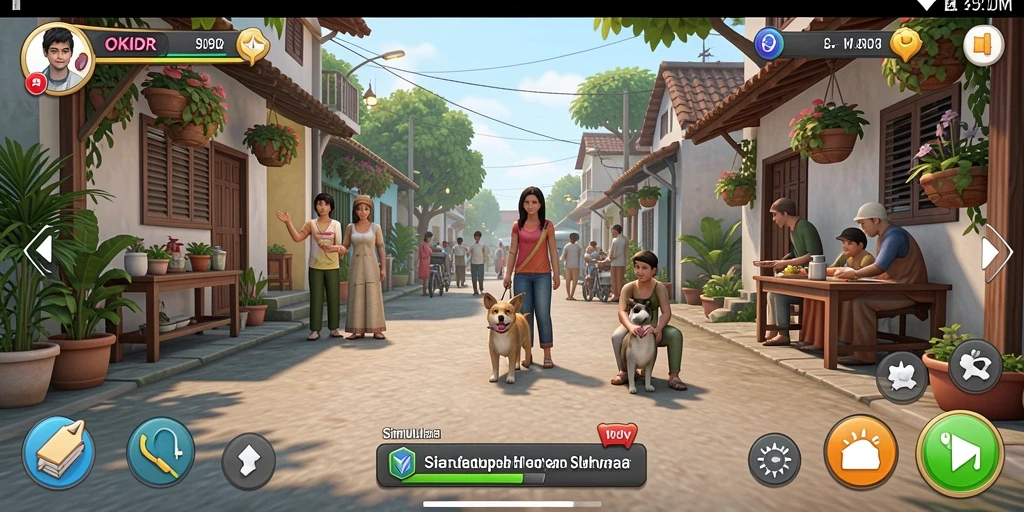 Tampilan gameplay <strong>OKIDR</strong> yang menggambarkan simulasi kehidupan yang menarik.